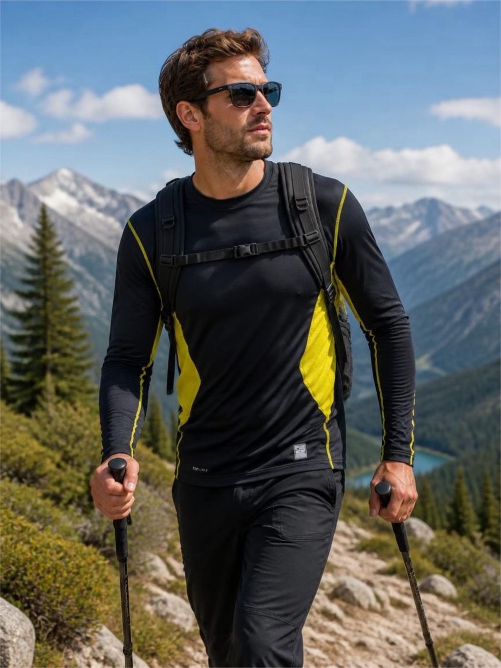 Nike combat pro hyper warm Black and Yellow Performance Hiking bike jog Top